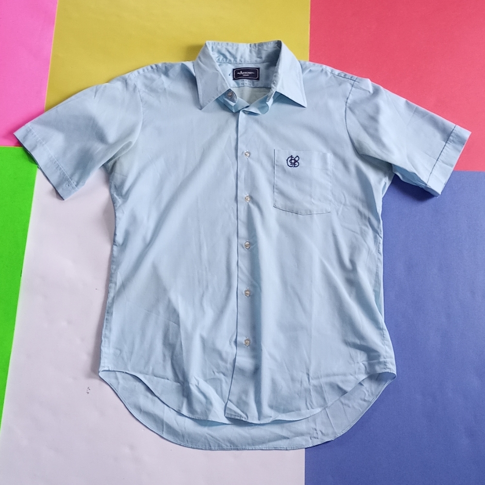 Vintage Arrow Brand Light Blue Shirt - Short Sleeves. Made in Canada